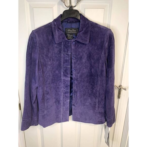 Terry Lewis Classic Luxuries Purple Leather Suede Jacket Size 14 NWT - Picture 2 of 9